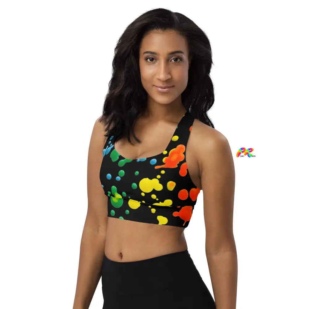 Paint Drops Longline Sports Bra