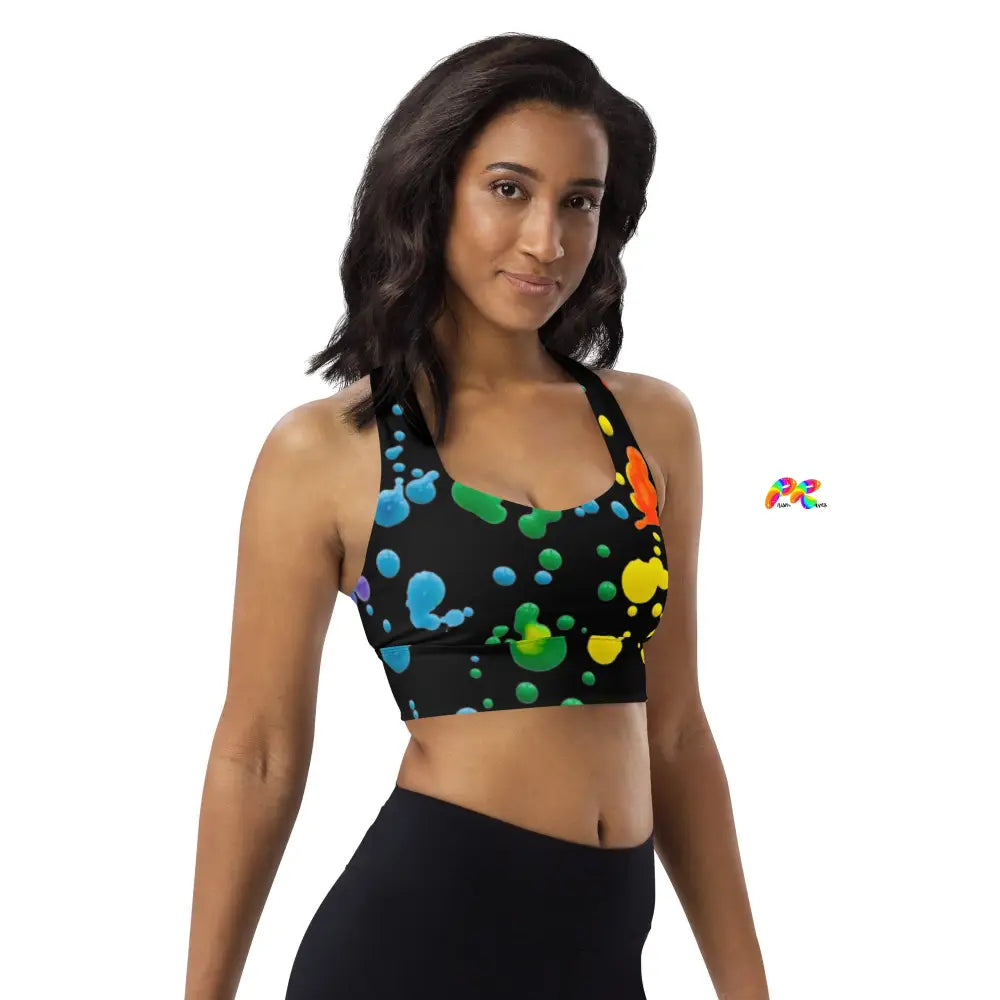 Paint Drops Longline Sports Bra