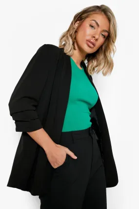 Petite Ruched Sleeve Blazer