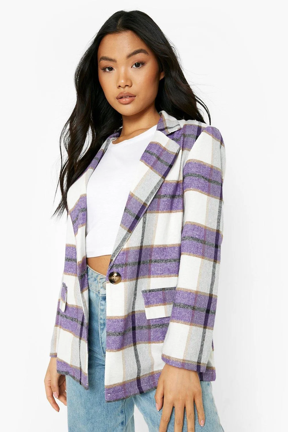 Petite Wool Look Flannel Blazer