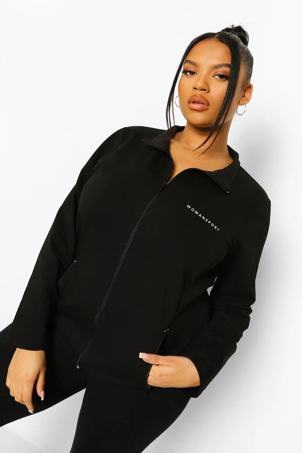 Plus Activewear 'Woman' Zip Through Gym Jacket