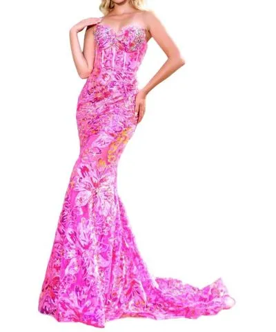 PORTIA & SCARLETT Mermaid Sweetheart Prom Dress In Pink Mulit