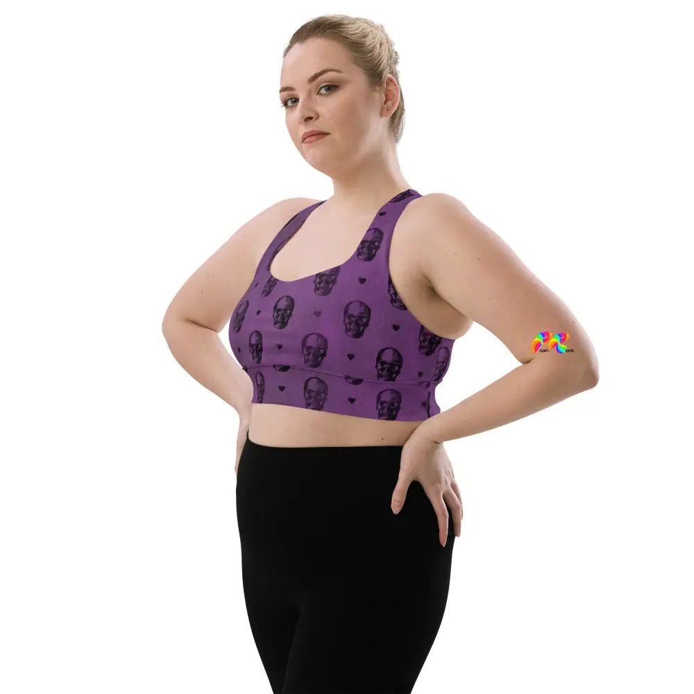 Purple Skull Goth Longline Sports Bra