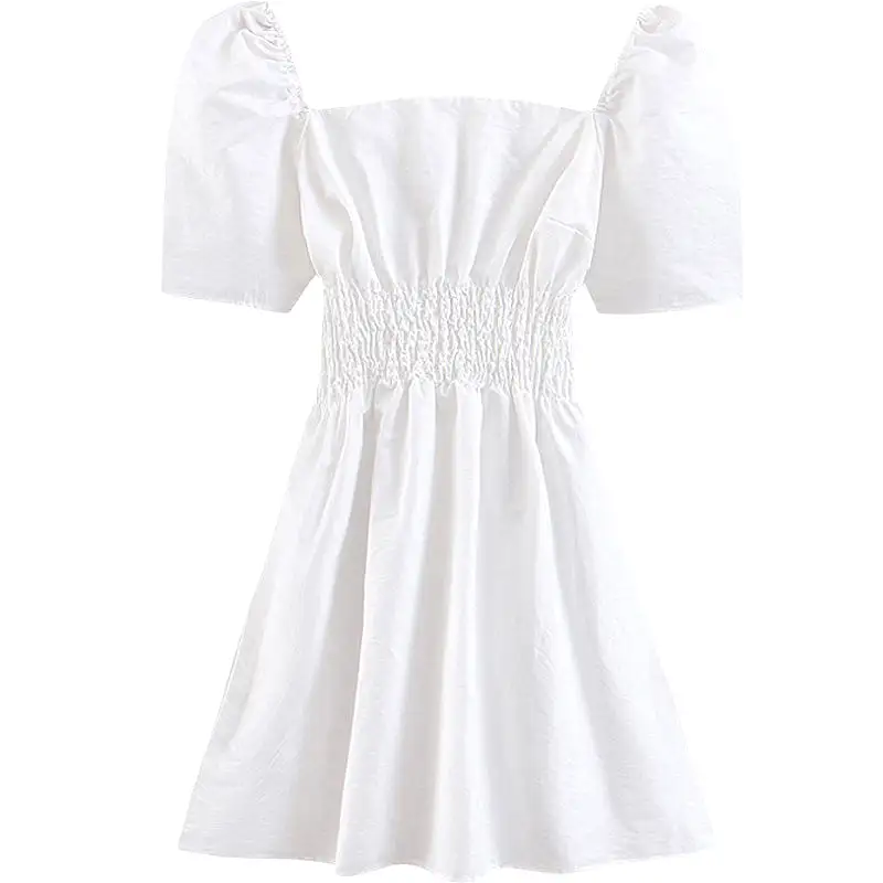 RETRO HEPBURN AQUARE COLLAR WHITE PRINCESS DRESS BY71096