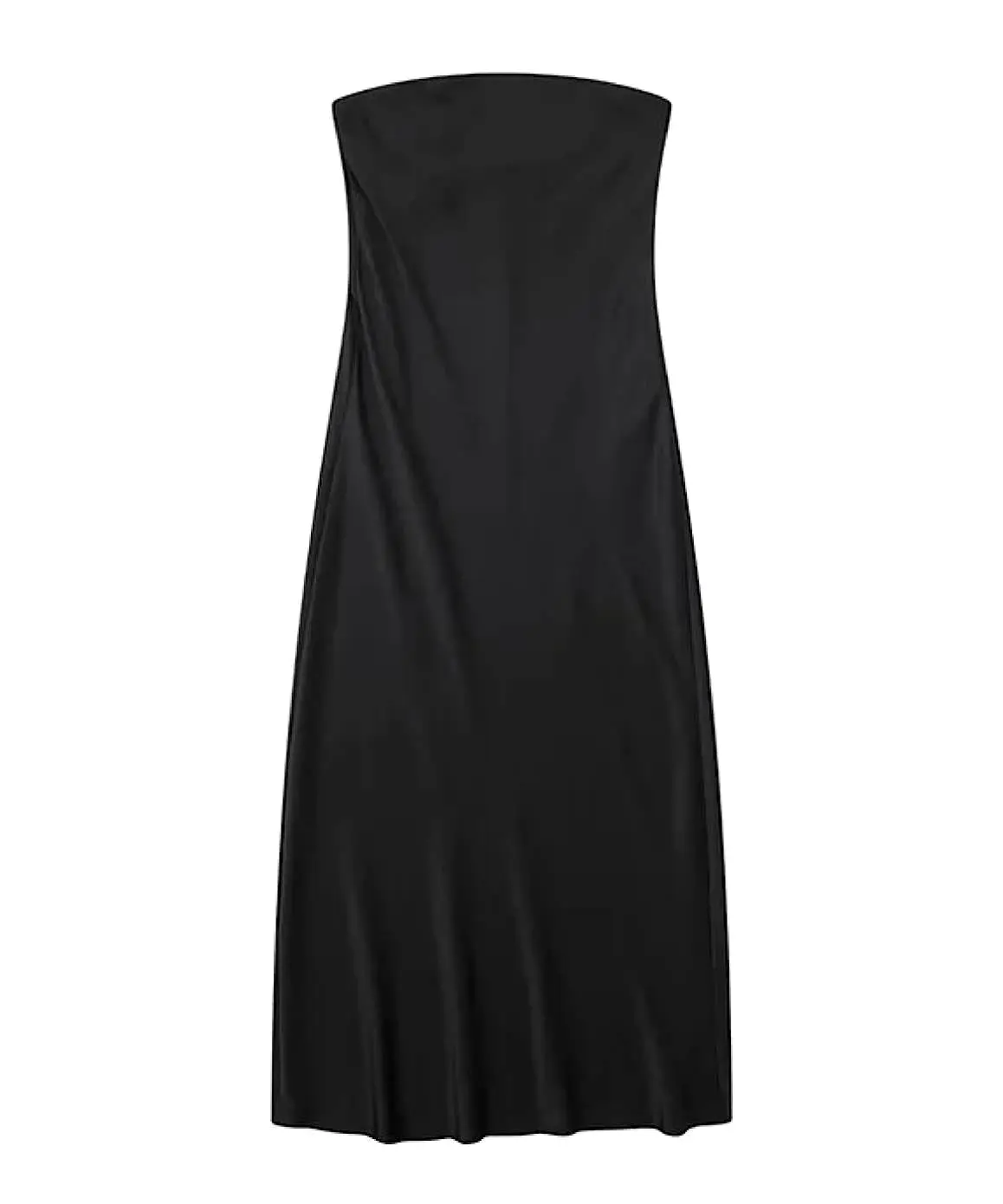 Satin Strapless Long Dress In Black