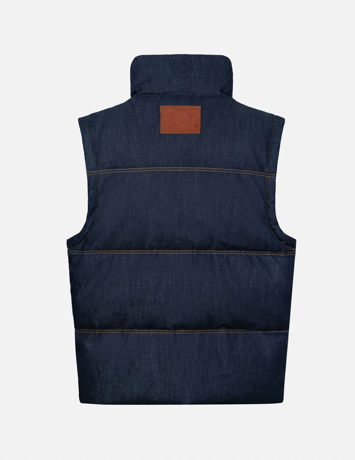 Seagull Appliqué Loose Fit Denim Down Vest