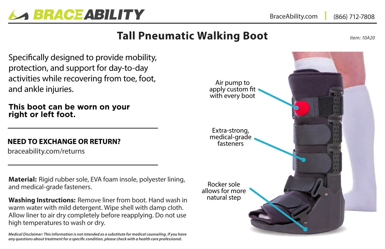 Tall Pneumatic Walking Boot | Orthopedic CAM Air Walker Cast for Broken Foot & Sprained Ankle