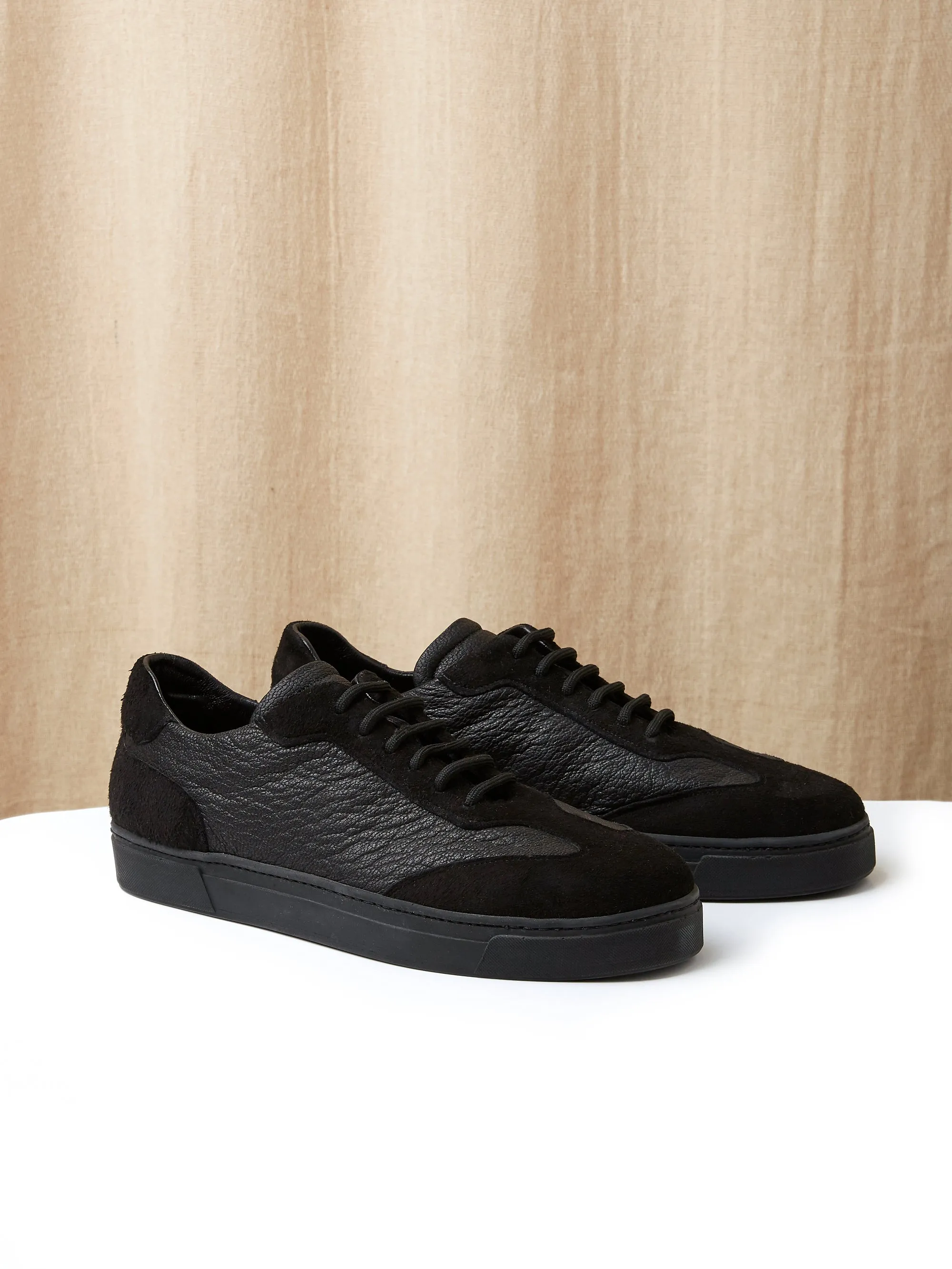 The Raf Sneaker in Black Leather and Suede