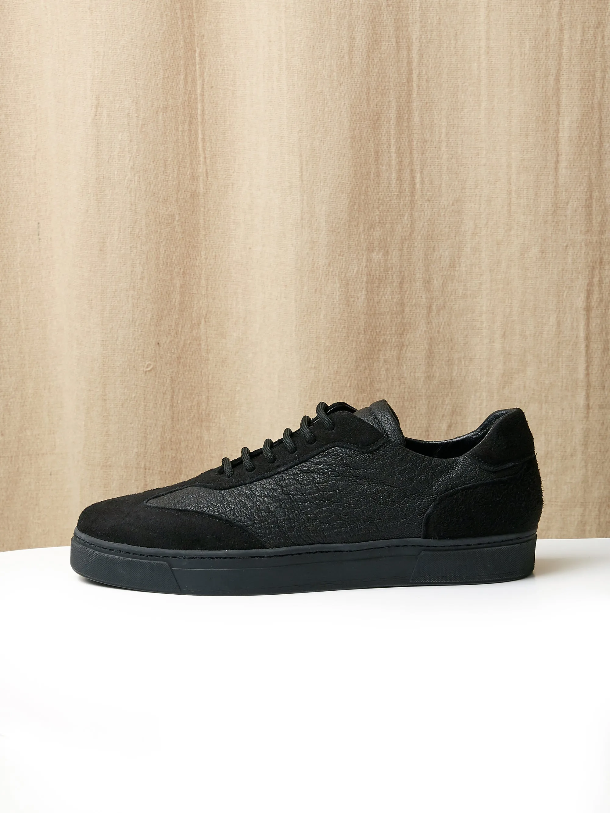 The Raf Sneaker in Black Leather and Suede