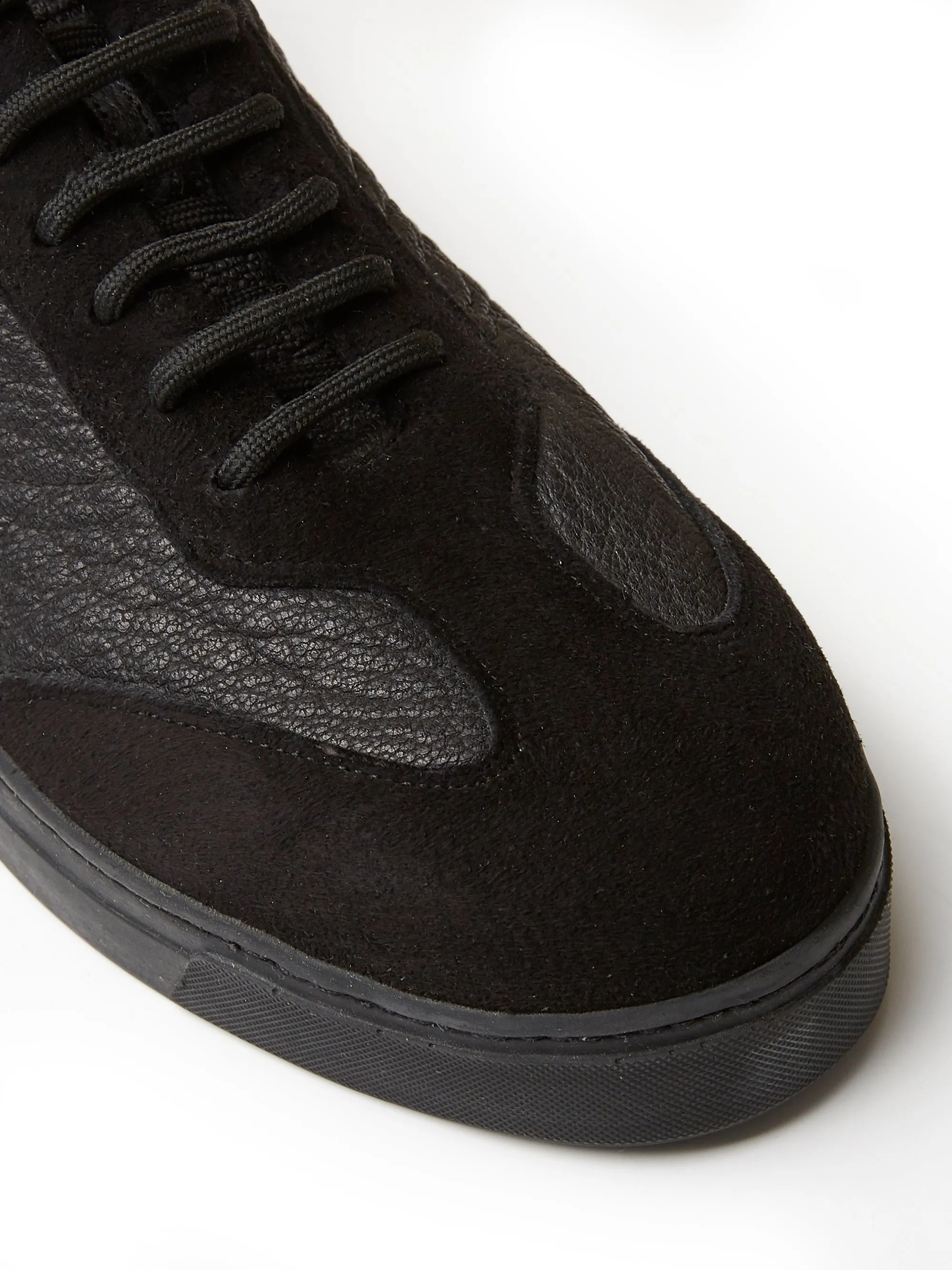 The Raf Sneaker in Black Leather and Suede