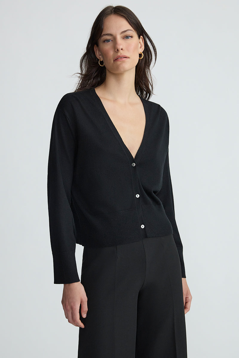 THE SILK CARDIGAN - BLACK