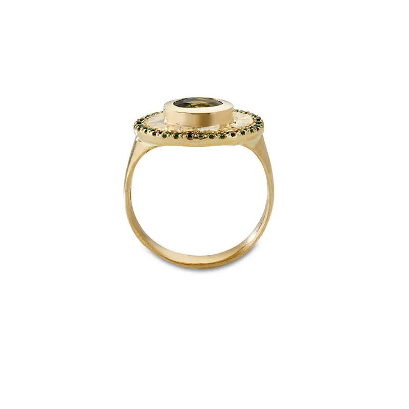 Theseus Ring with Parti Sapphire - Solid Gold