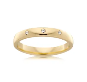 Trio of Diamonds Set in Ladies Wedding Ring