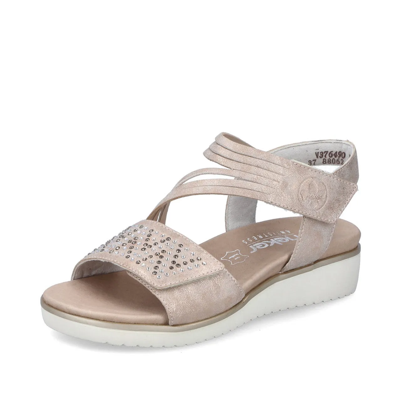 V3764- Rose Gold Strappy Wedged Sandal