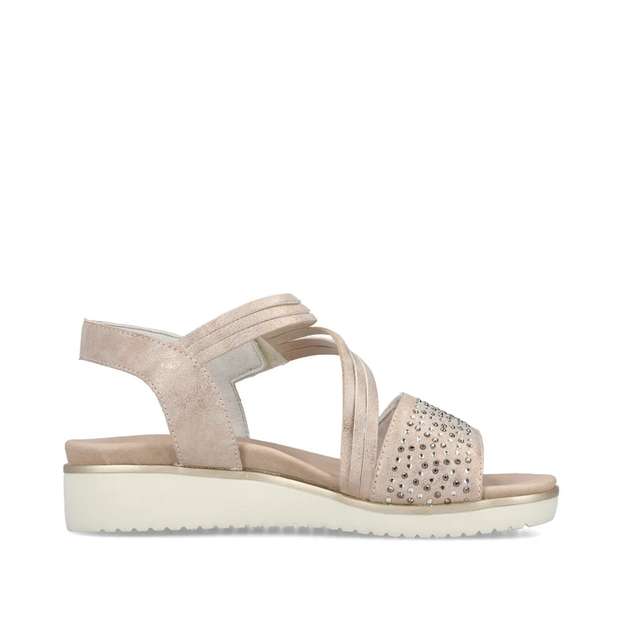 V3764- Rose Gold Strappy Wedged Sandal