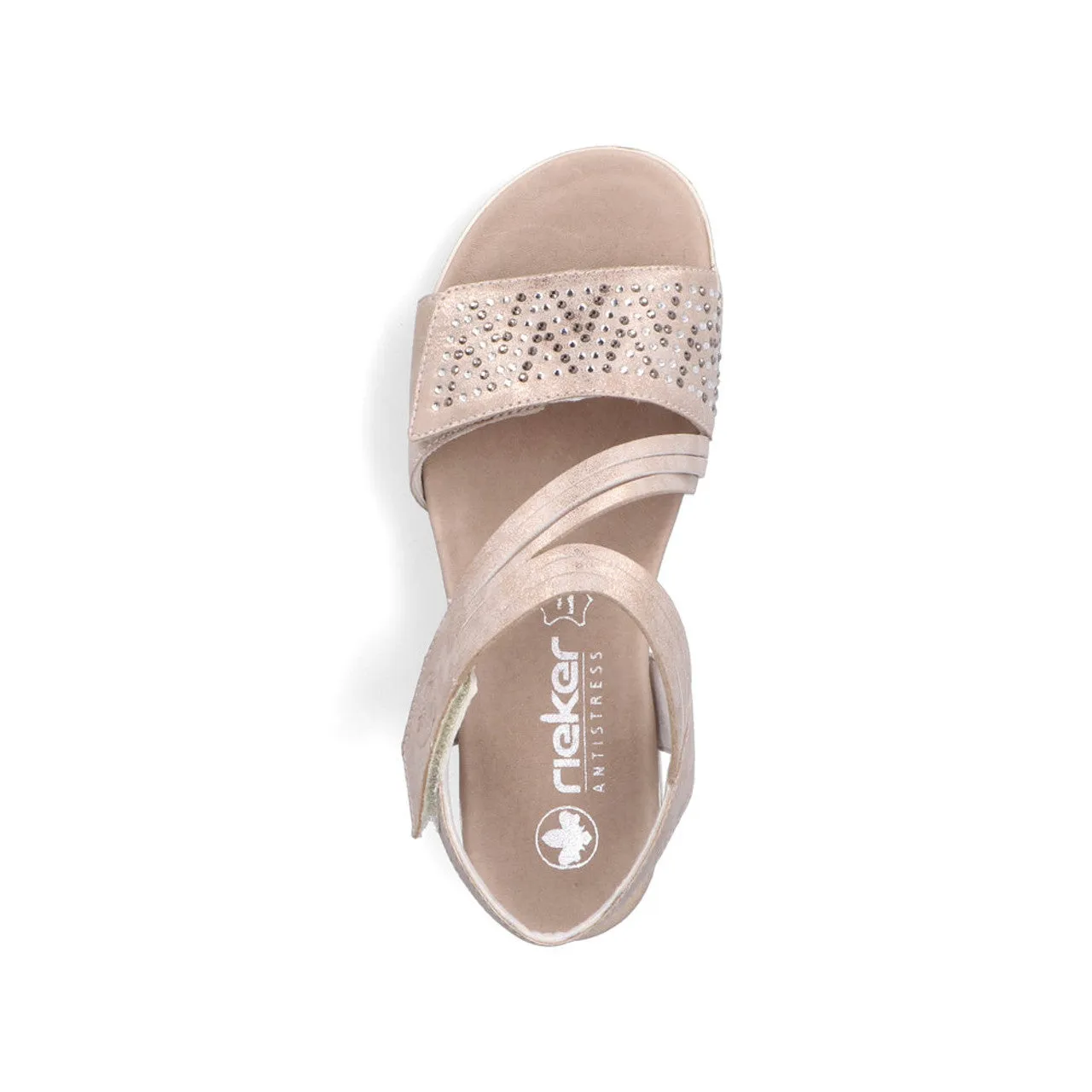 V3764- Rose Gold Strappy Wedged Sandal