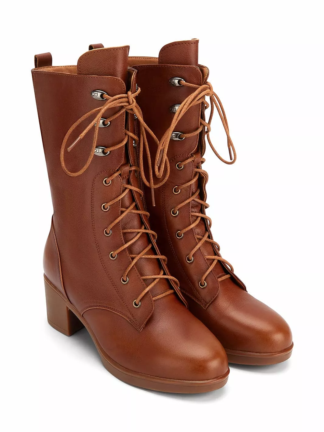 Vintage Lace-up Mid-Calf Boots