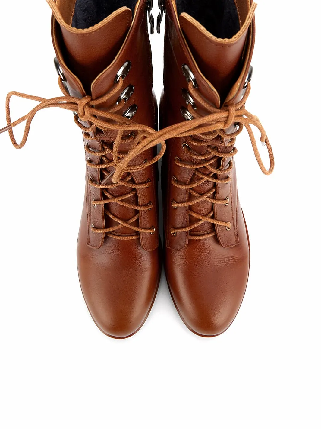 Vintage Lace-up Mid-Calf Boots