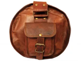 Vintage leather duffle bag sports style Round 24 inches