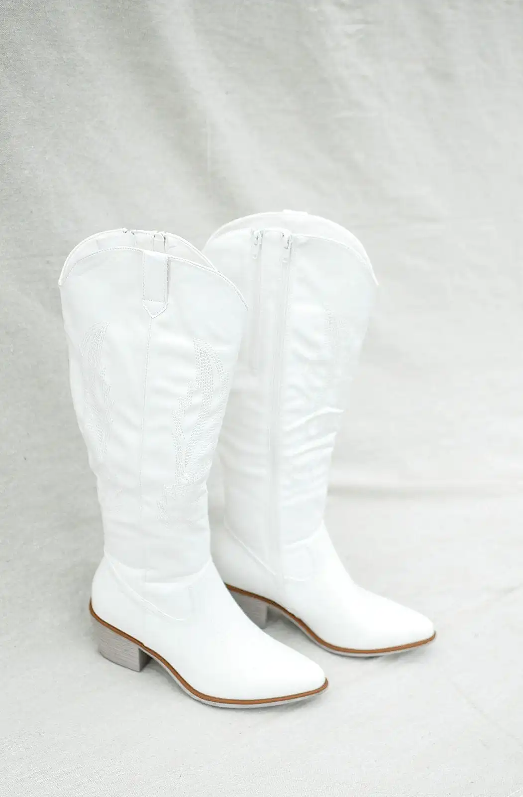 White Knee High Cowgirl Boots