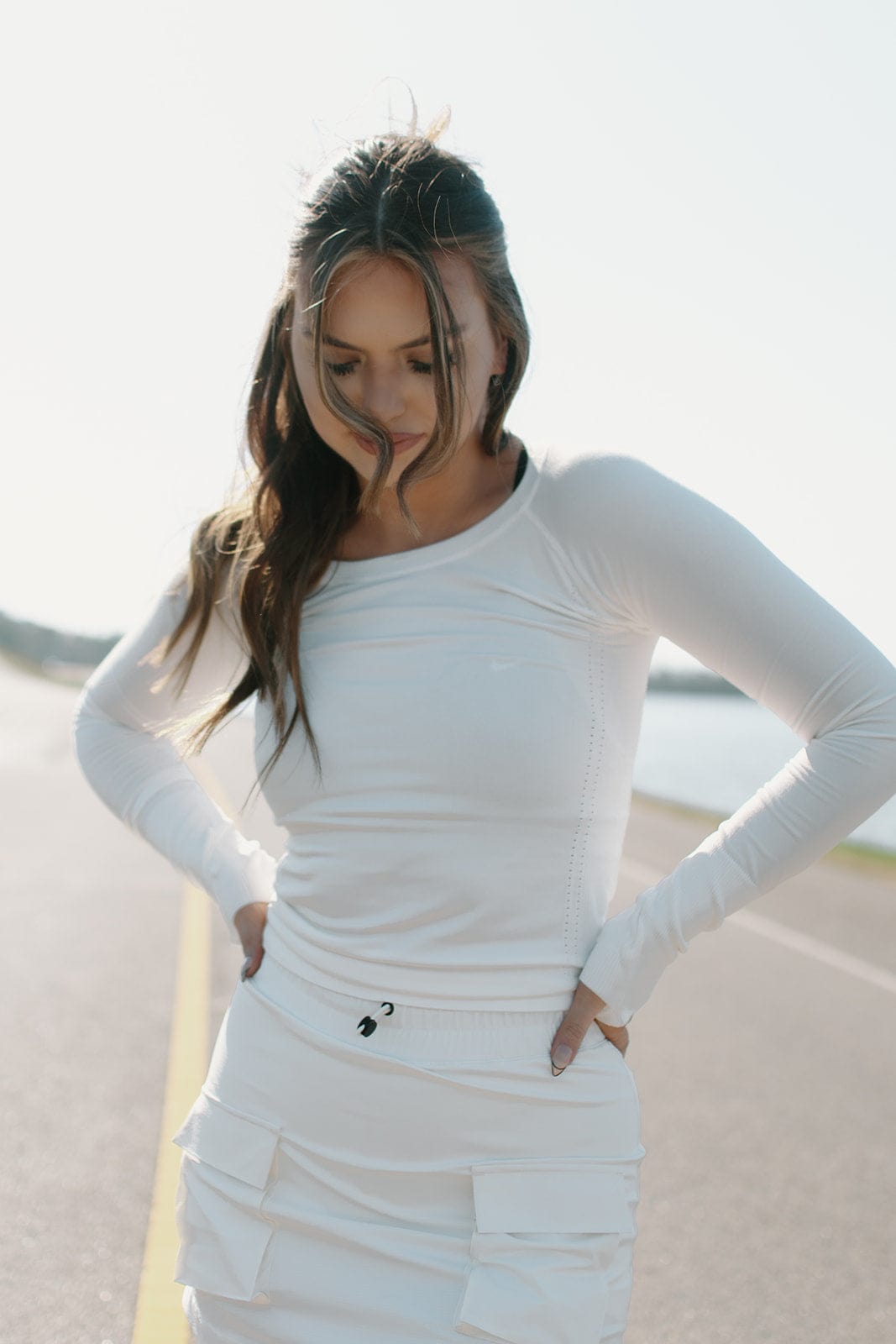 White Seamless Long Sleeve Top