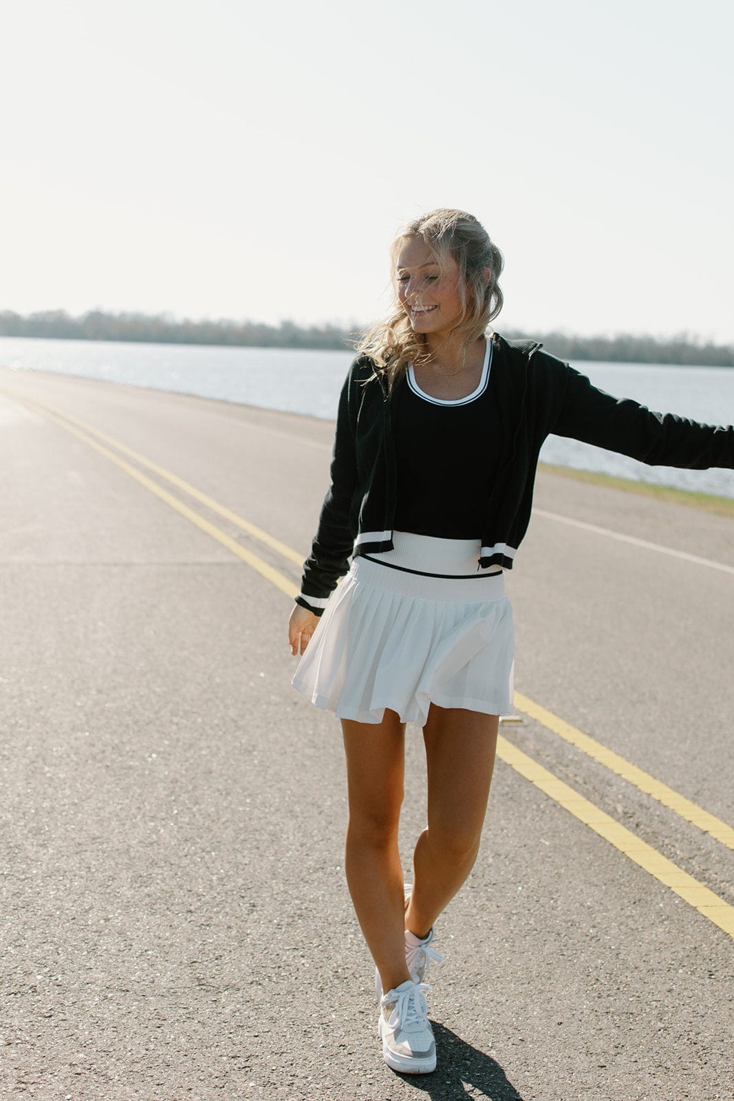 White Striped Active Set Varsity Jacket