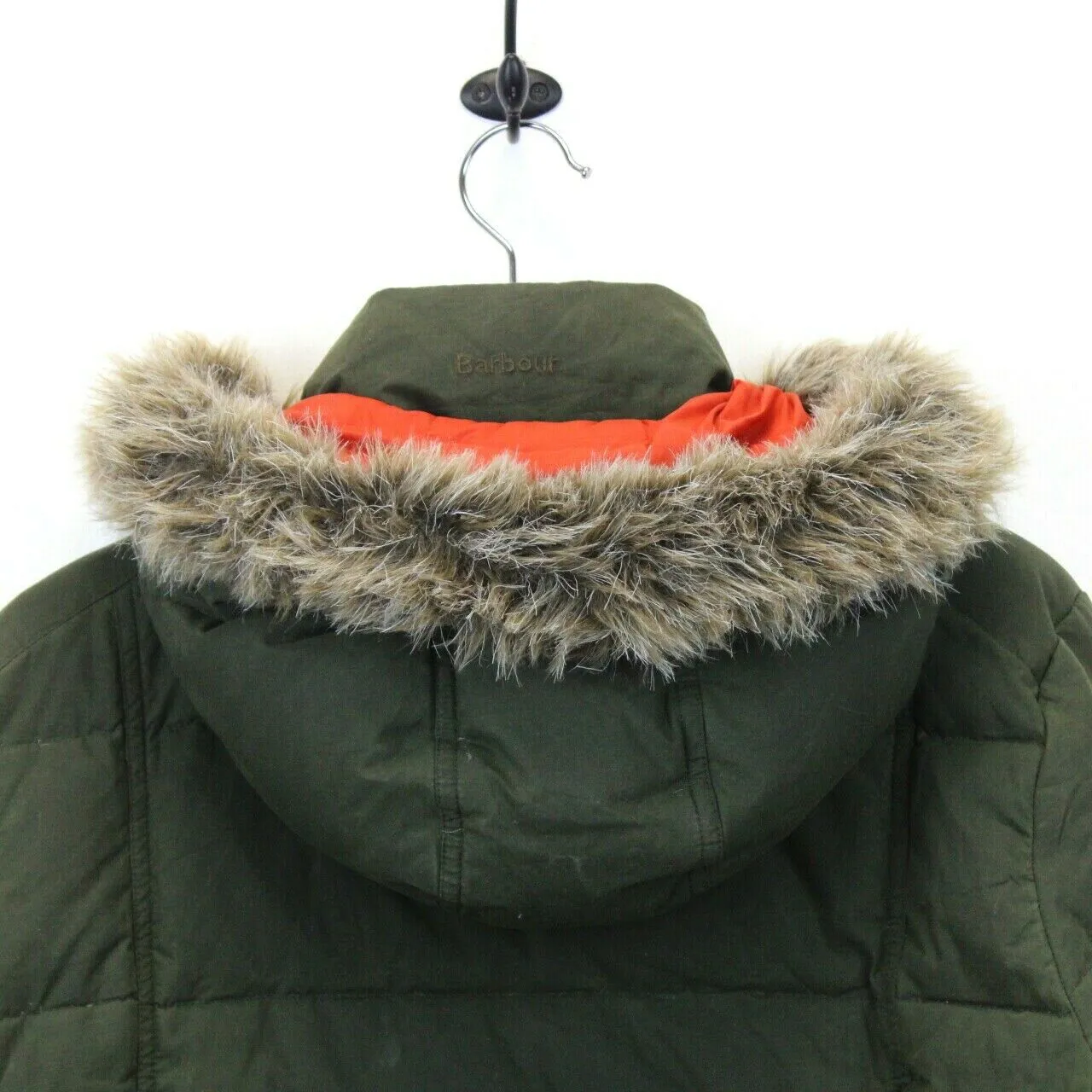 Womens BARBOUR Waxed Down Jacket Green | Medium