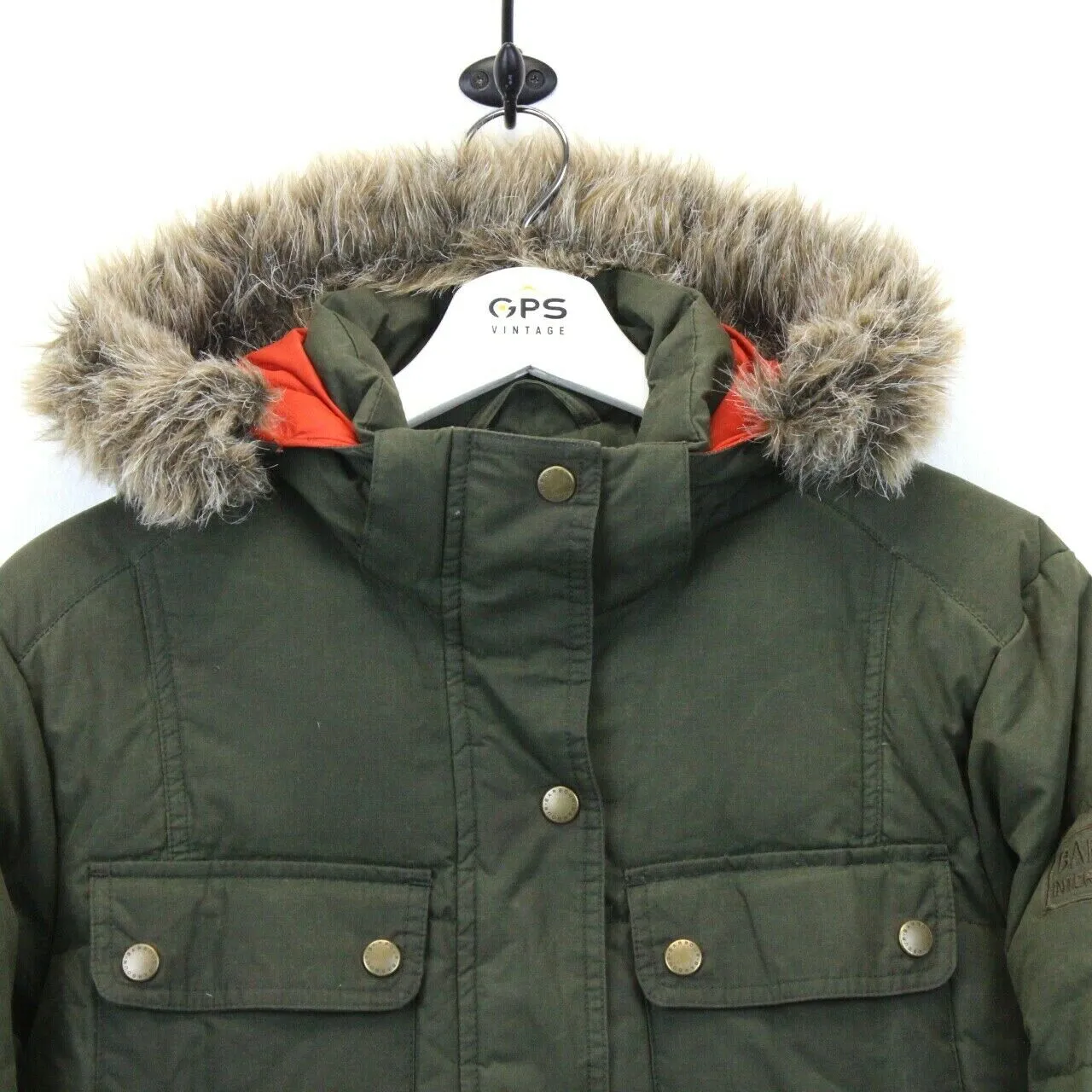 Womens BARBOUR Waxed Down Jacket Green | Medium