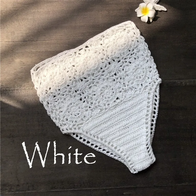 Women's Crochet Flower High Waist Bikini Bottoms Thong Shorts Beachwear