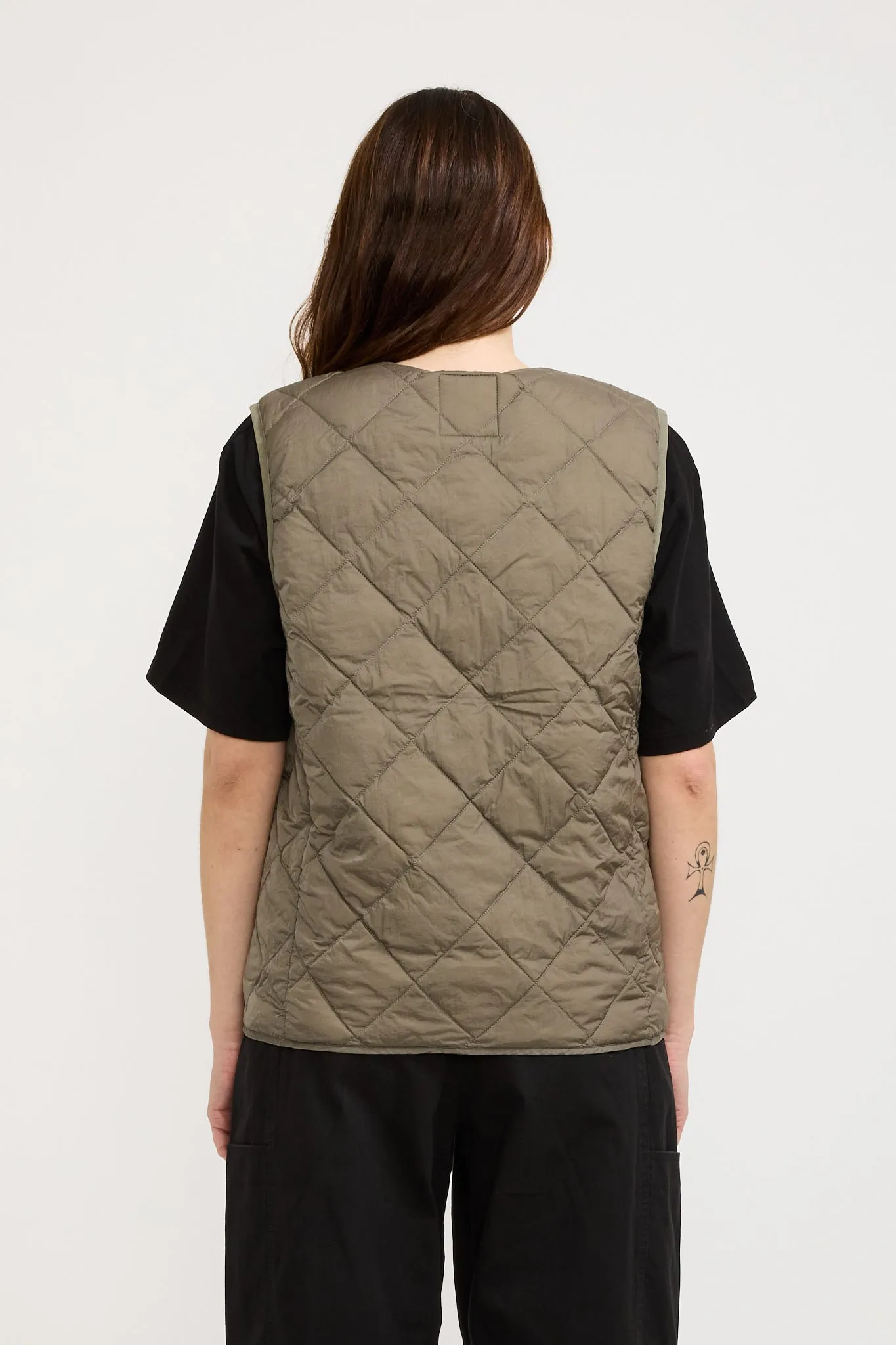 Womens Gramicci x Taion Inner Down Vest Stone Grey