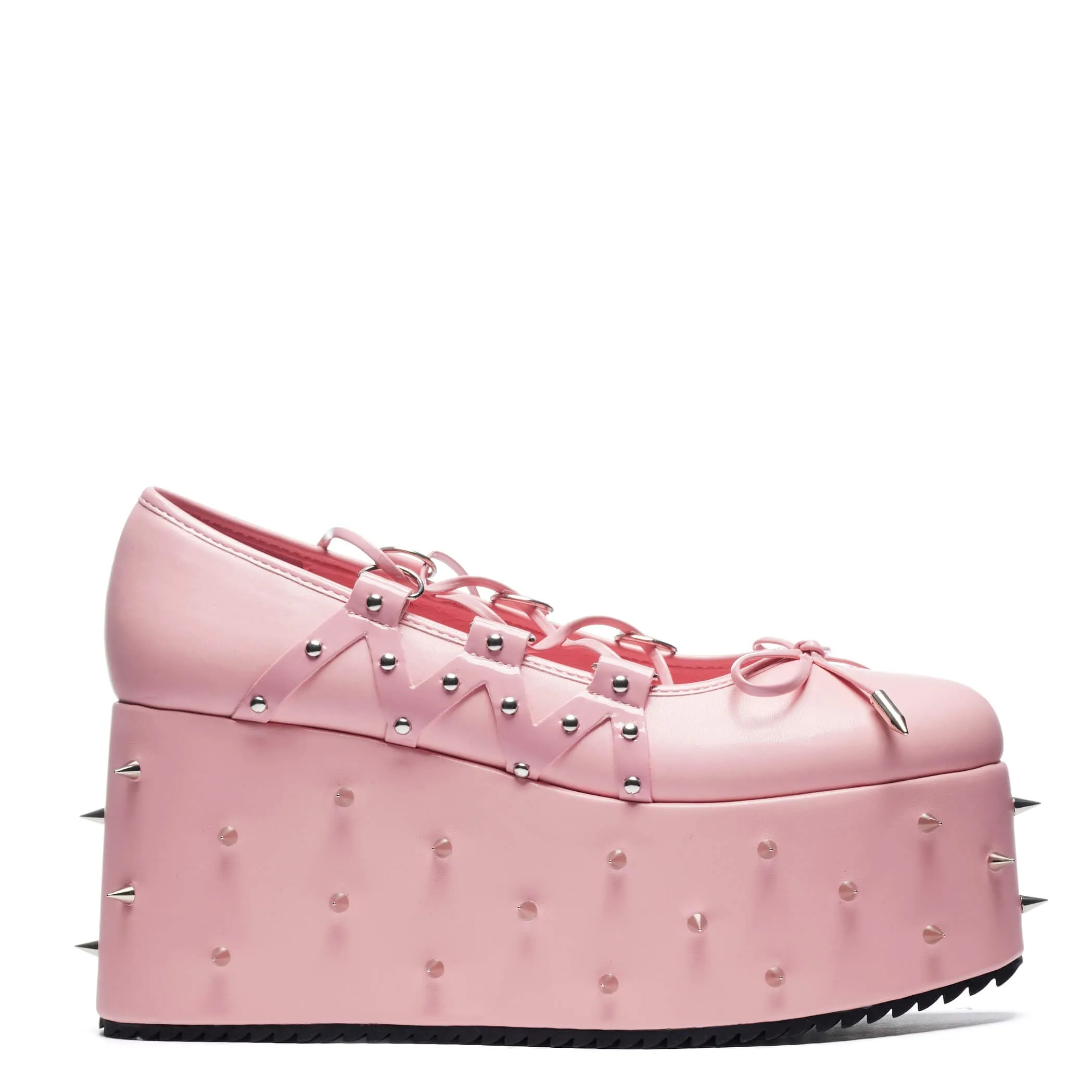 Zorina Lace Up Platform Ballet Shoes - Pink